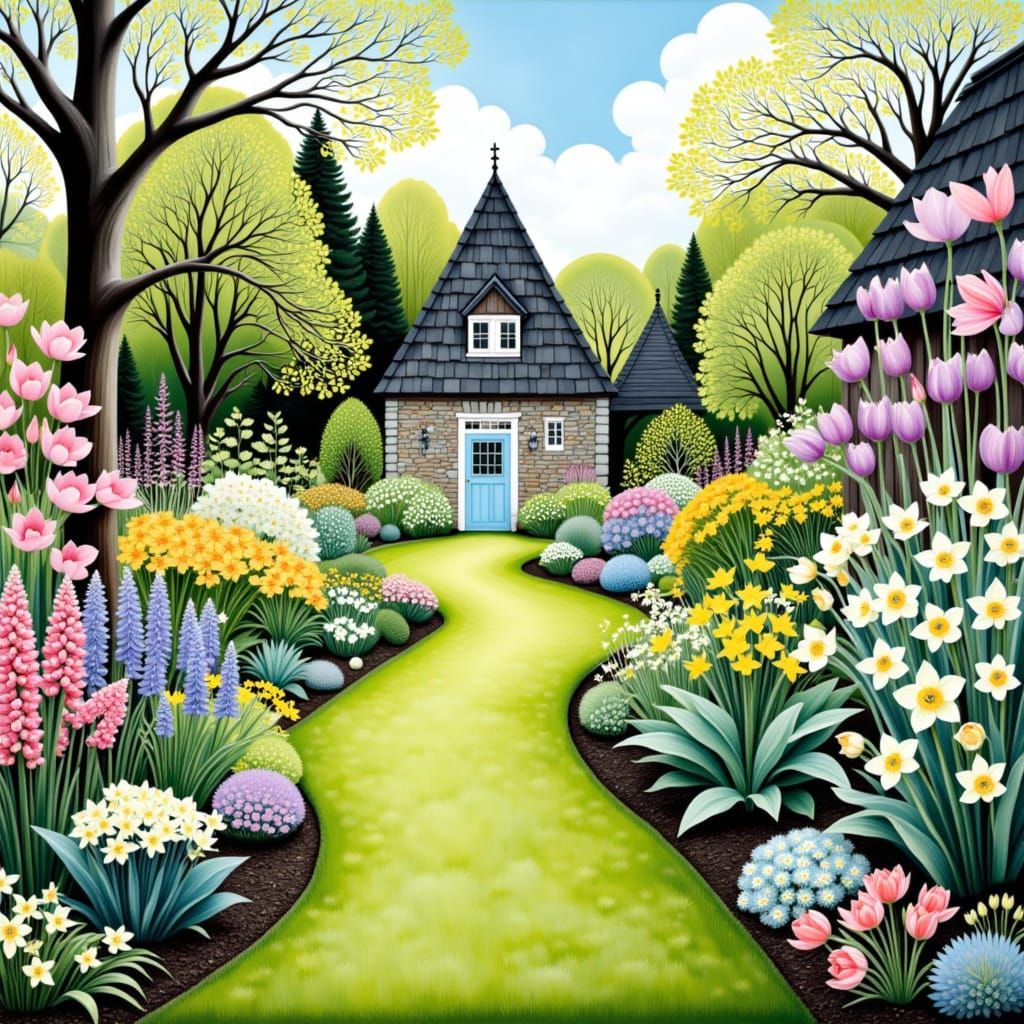 Spring Garden in Scandi Artistic Style