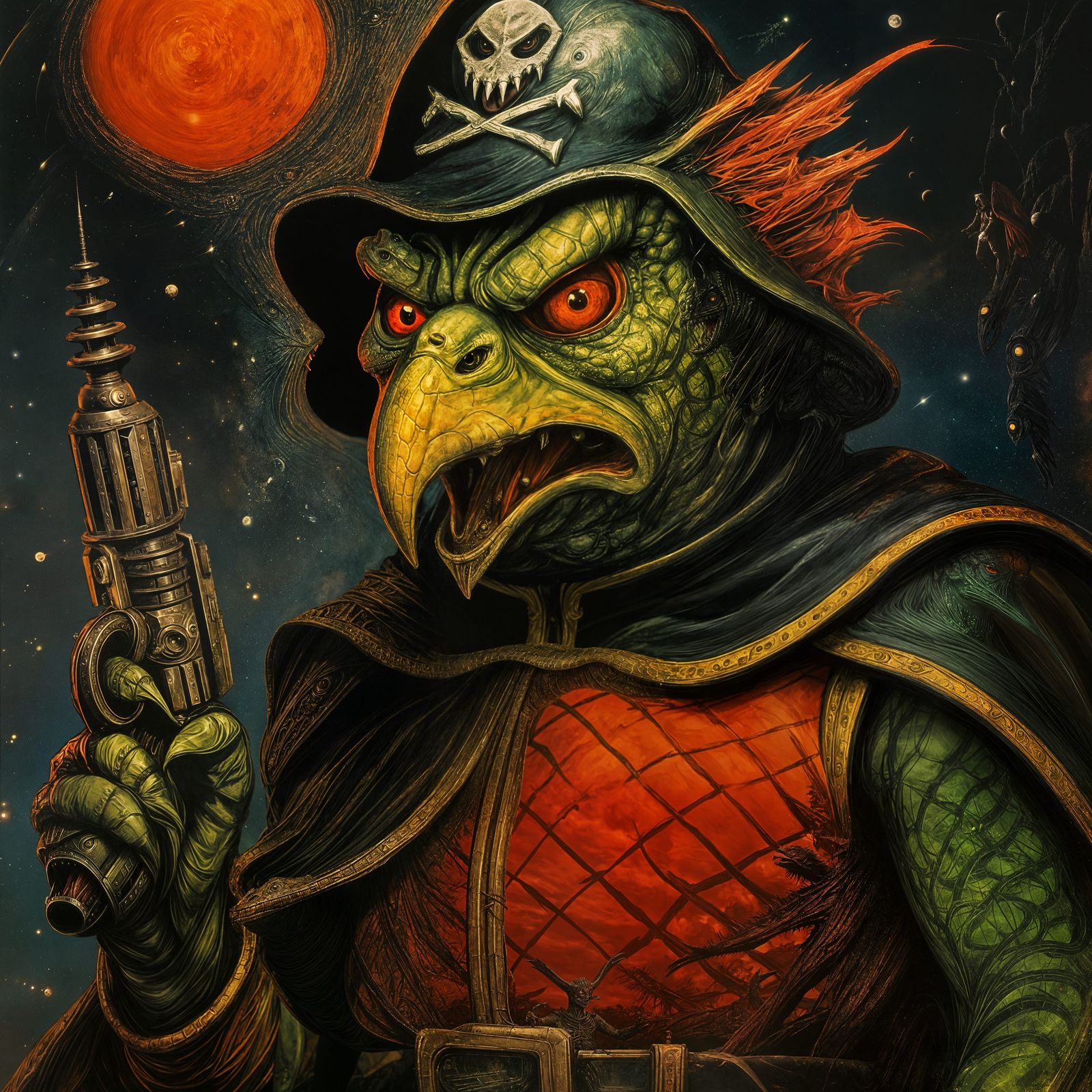 Retro-Futuristic Reptilian Space Pirate