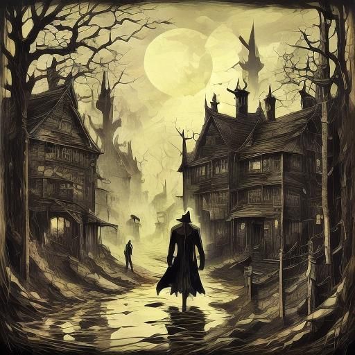 Grim Reaper's Misty Path in Bauhaus Bas-Relief