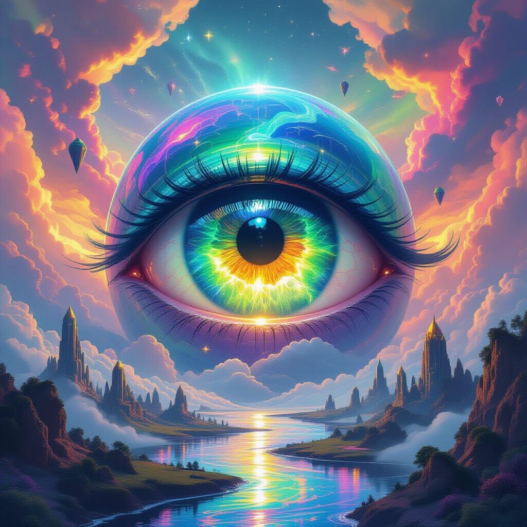 Surreal Dreamscape Hidden Within a Giant Eye