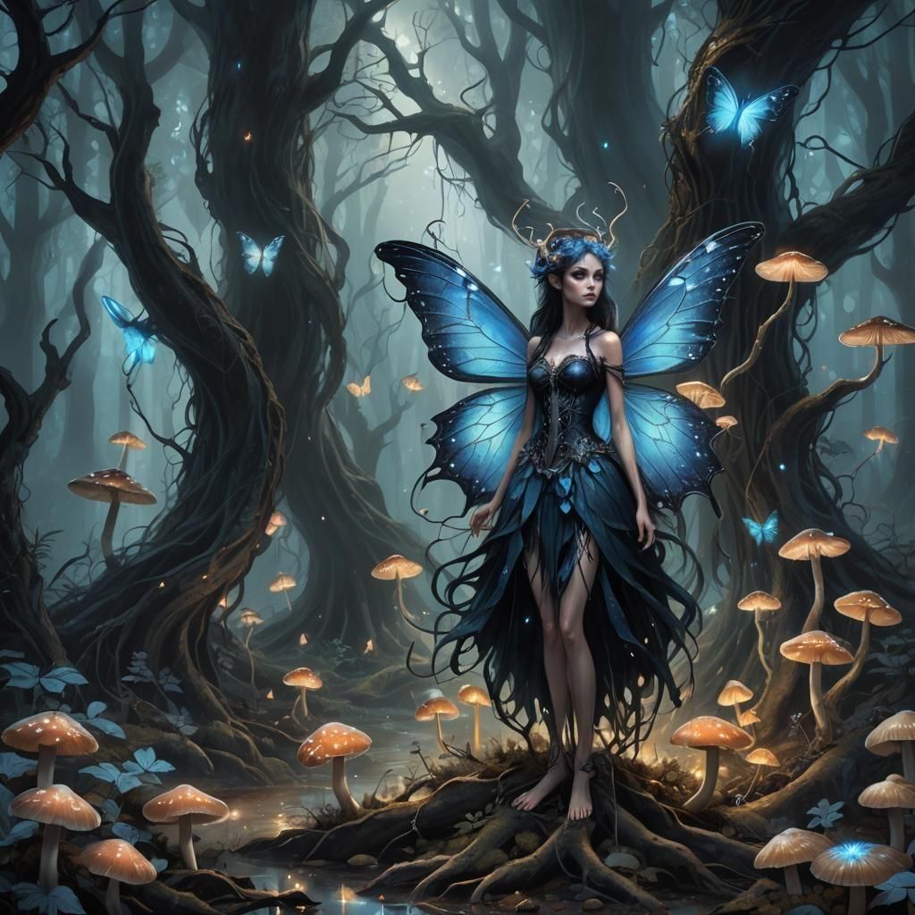 Ethereal Dark Fairy in Shadow