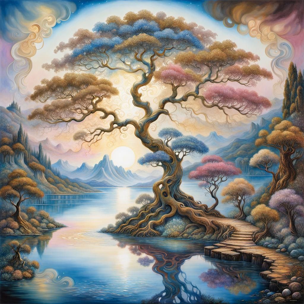 Surreal Tree Painting in Josephine Wall Style