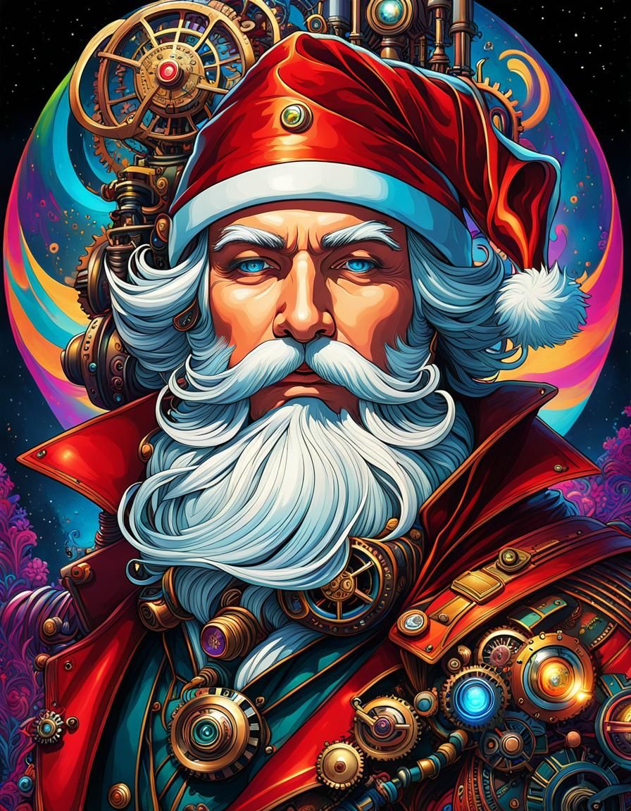 Psychedelic Steampunk Santa Claus Artwork