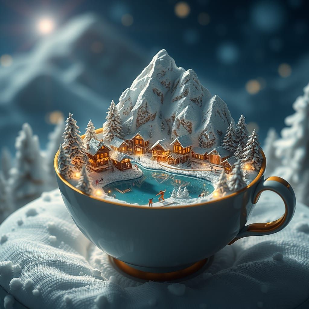 Aspen Village in Teacup: Hyperdetailed Octane Render