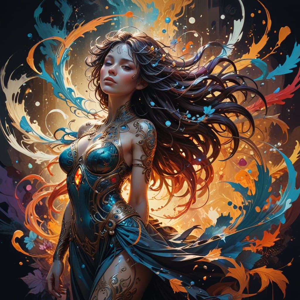 Mystical Being in Vibrant, Polychromatic Splendor