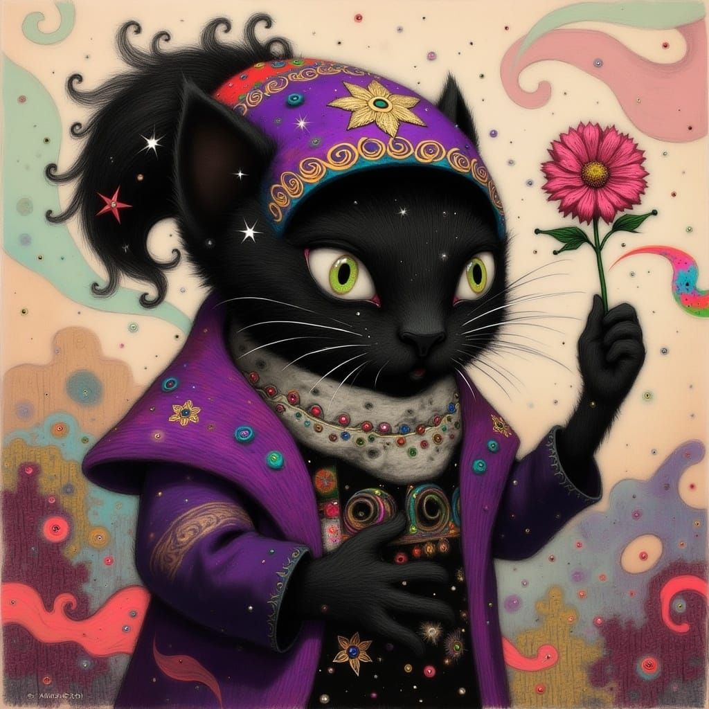 Majestic Feline in Lavish Purple Coat