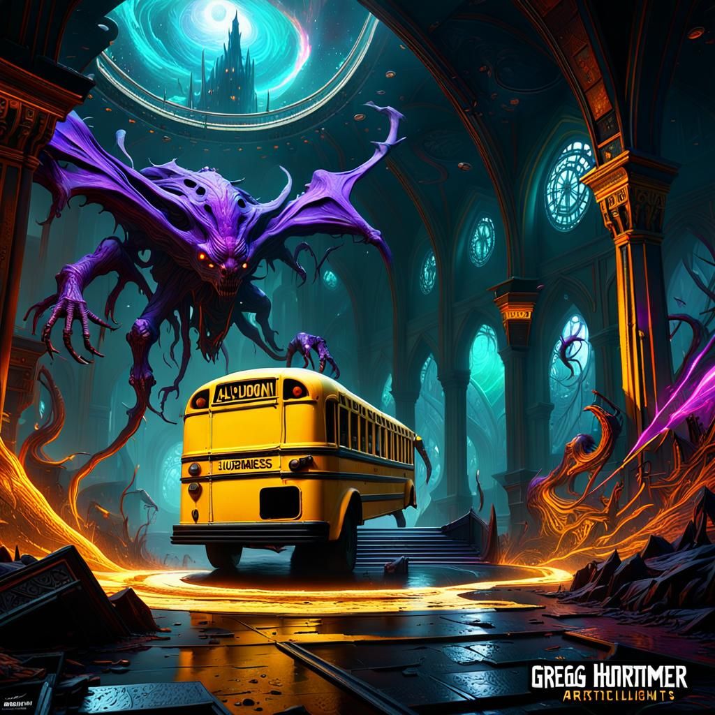 School Bus Walker: Dark Fantasy Concept Art