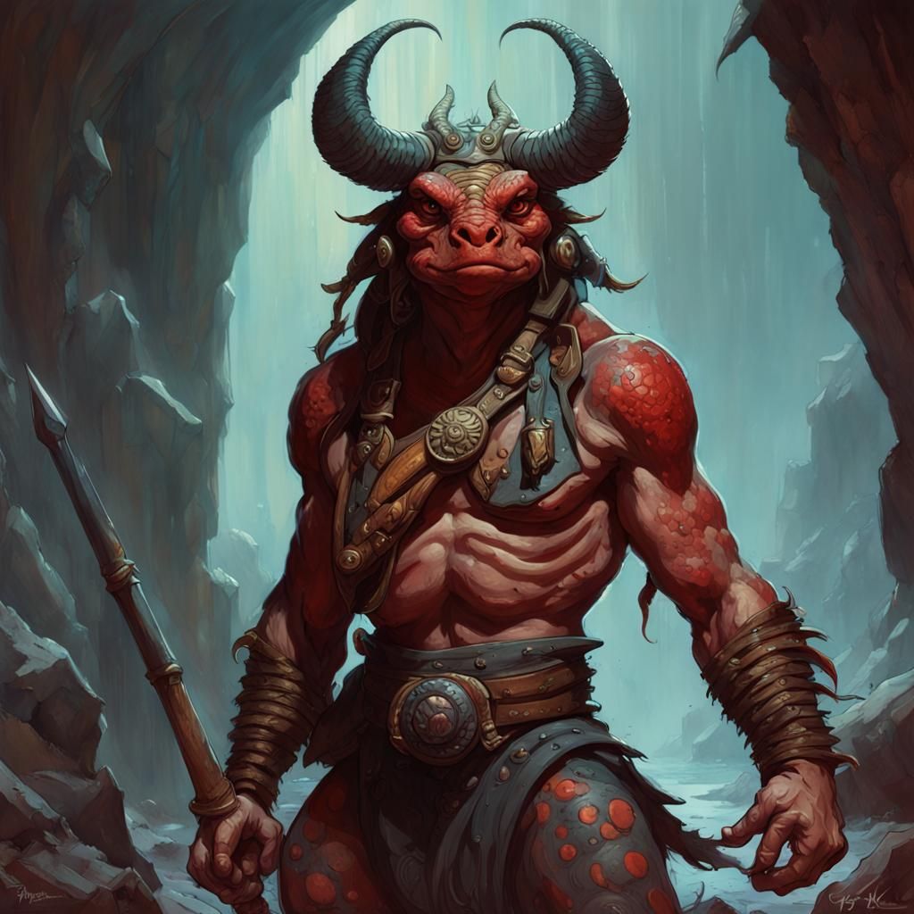 Tortle Tiefling Barbarian in Dark Fantasy Style