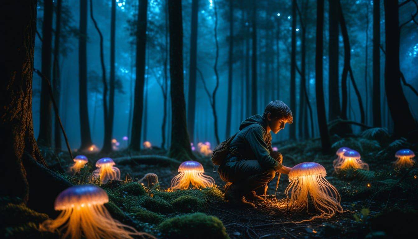 Ethereal Young Elf in Mystical Forest