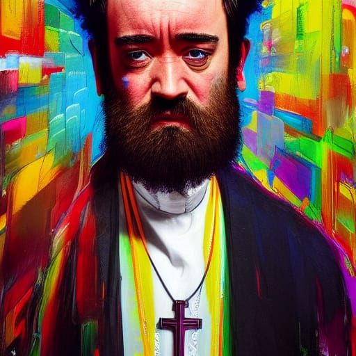 Catholic Priest Portrait in Vibrant Colors