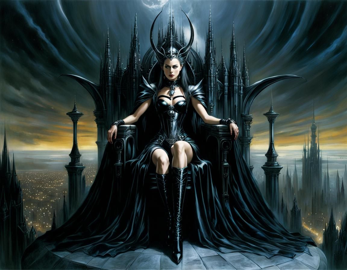 Gothic Sci-Fi Alien Queen on Throne