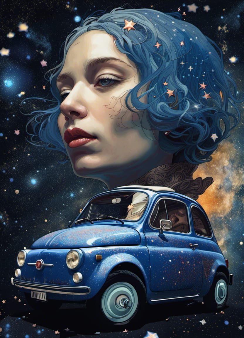Celestial Fiat 500 Portrait in Fantasycore Style