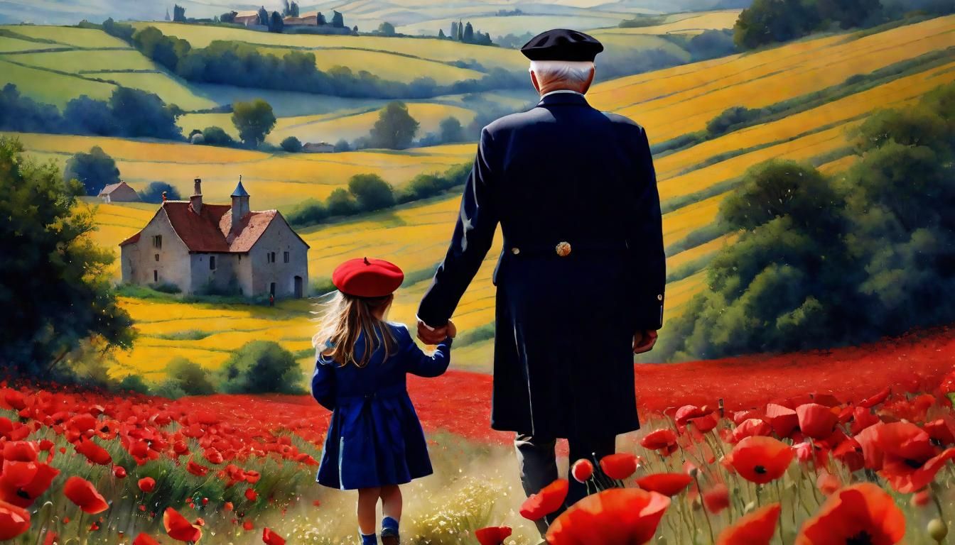 Poignant Remembrance: Veteran and Grandchildren in Poppy Fie...
