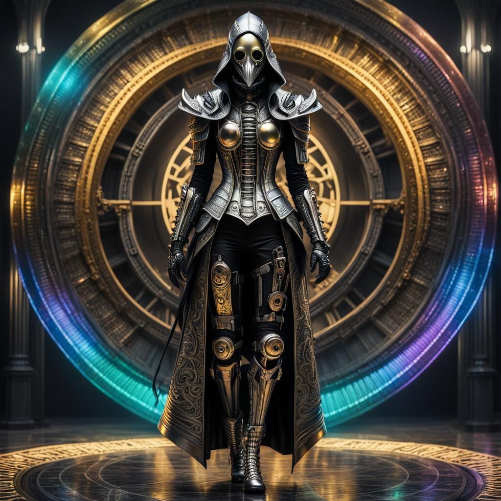Cyberpunk Plague Doctor in Gothic Armor