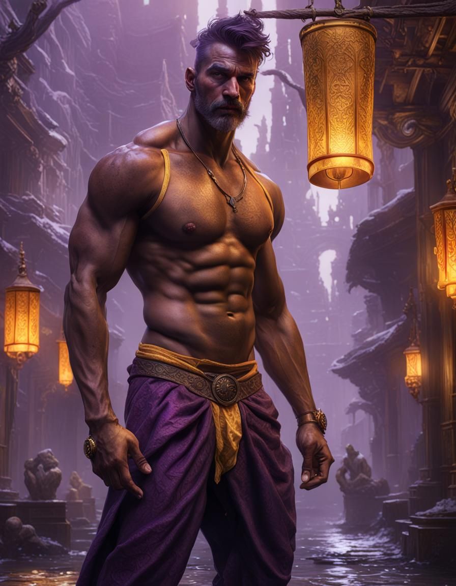 Hyperdetailed Man in Underwear, Dark Fantasy Concept Art