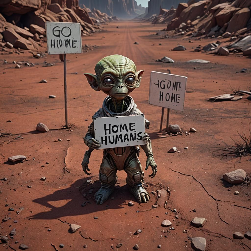 Humorous Alien Protest on Mars in UHD