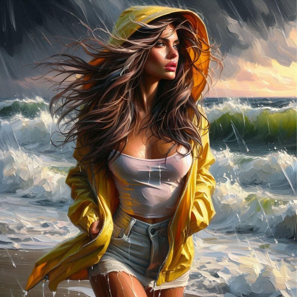 Dramatic Storm Day Oil Painting