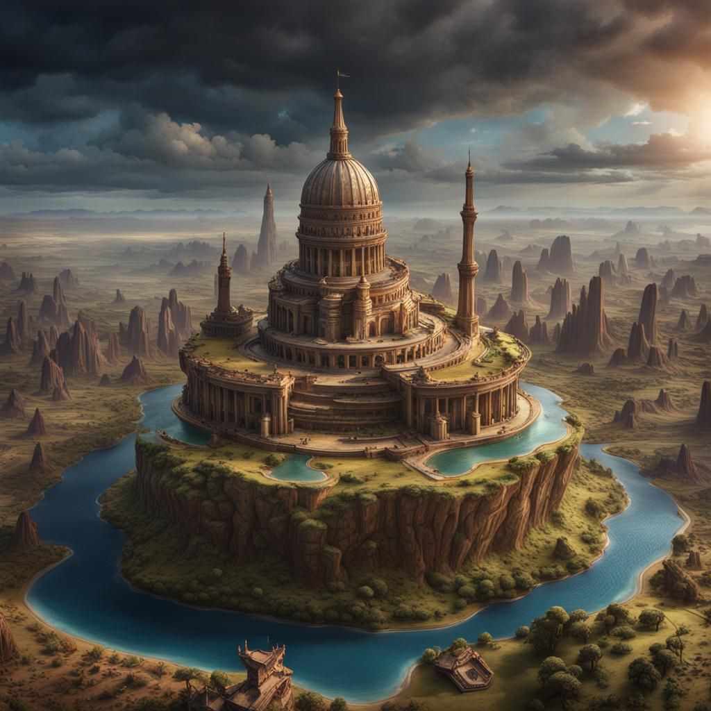 South America Cake at the UN: Detailed Digital Painting