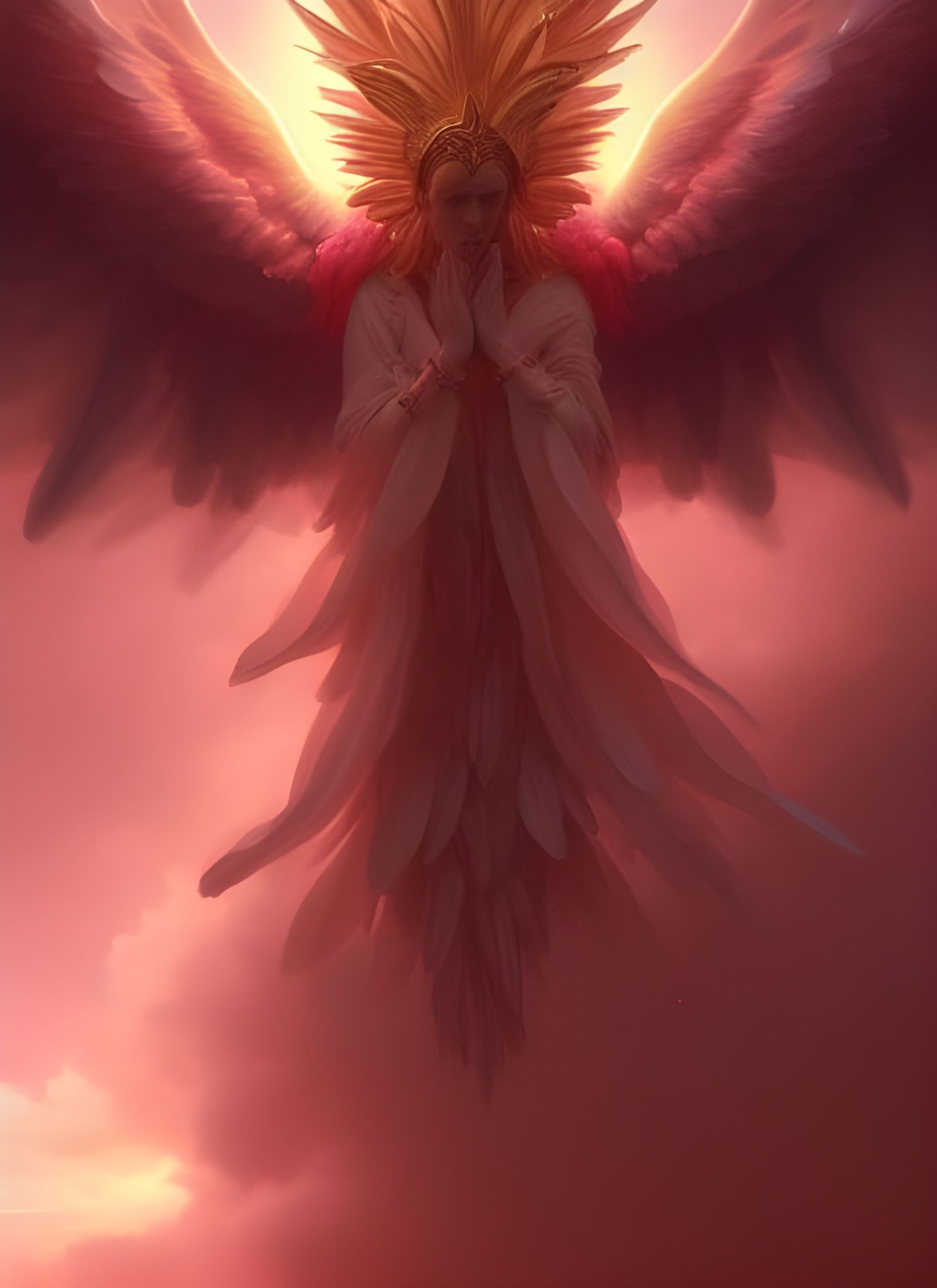 Pink Pineapple God Descends: Art Nouveau Digital Art