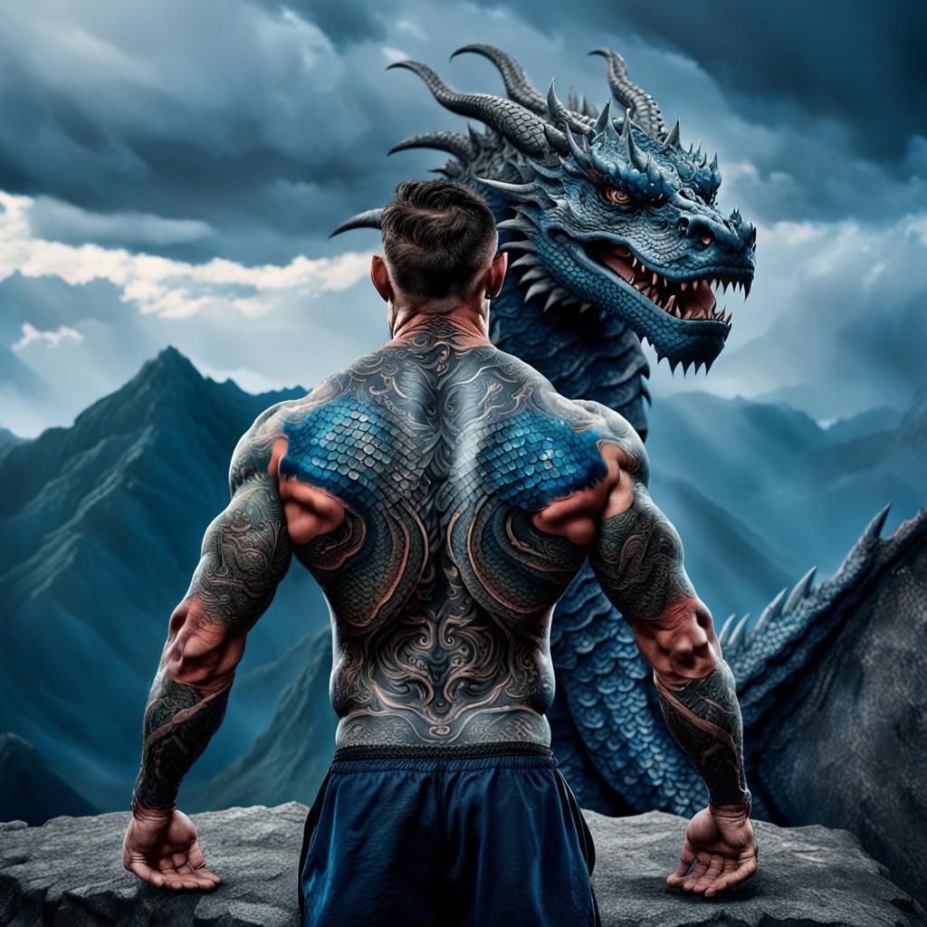 Epic Dragon Encounter in a Mountainous Landscape