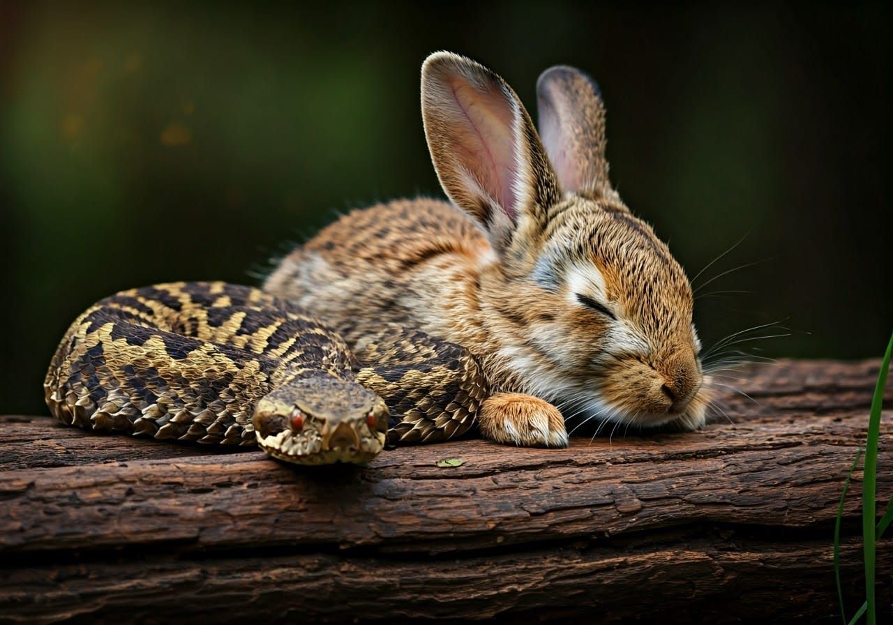 Rabbit Sleeps Soundly Under Adder's Watch
