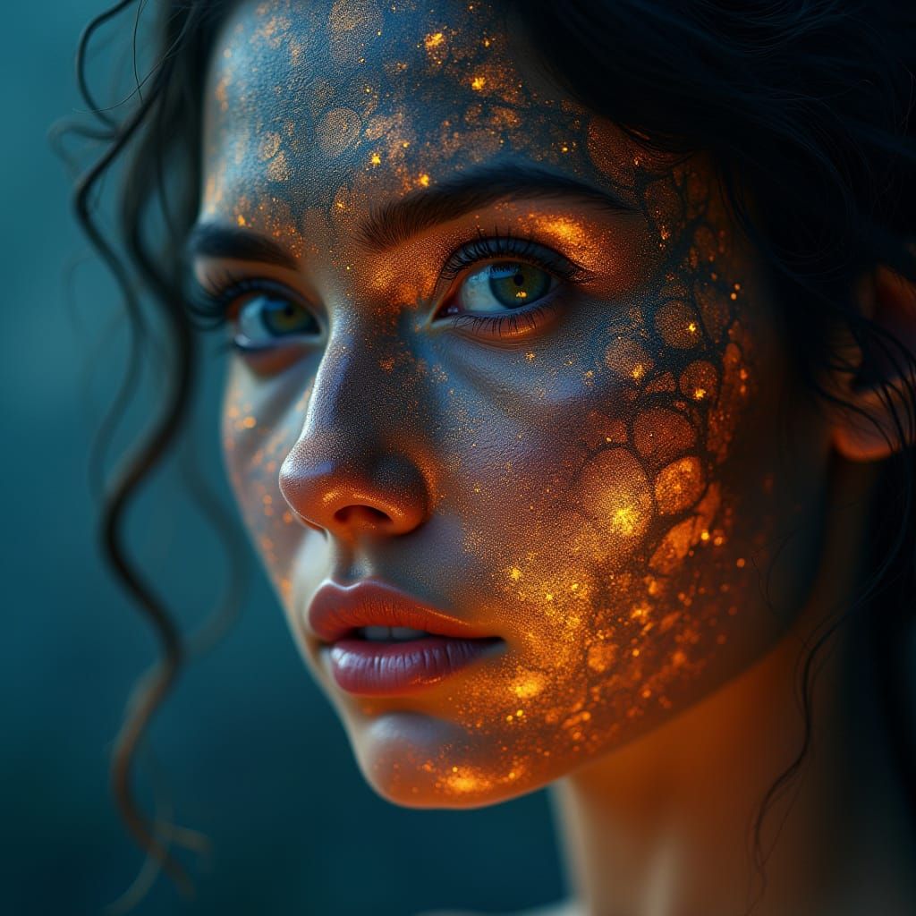 Double exposure professional photography of an close up port...