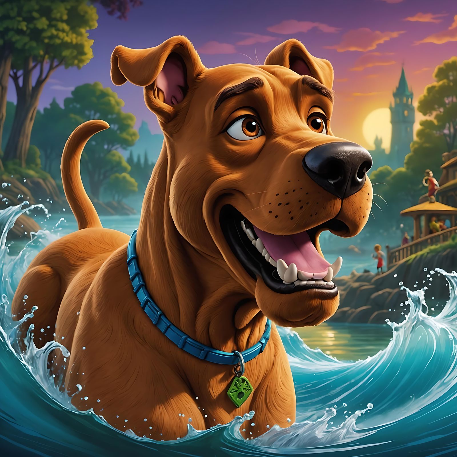 Hyperrealistic Scooby-Doo Splash Art Concept