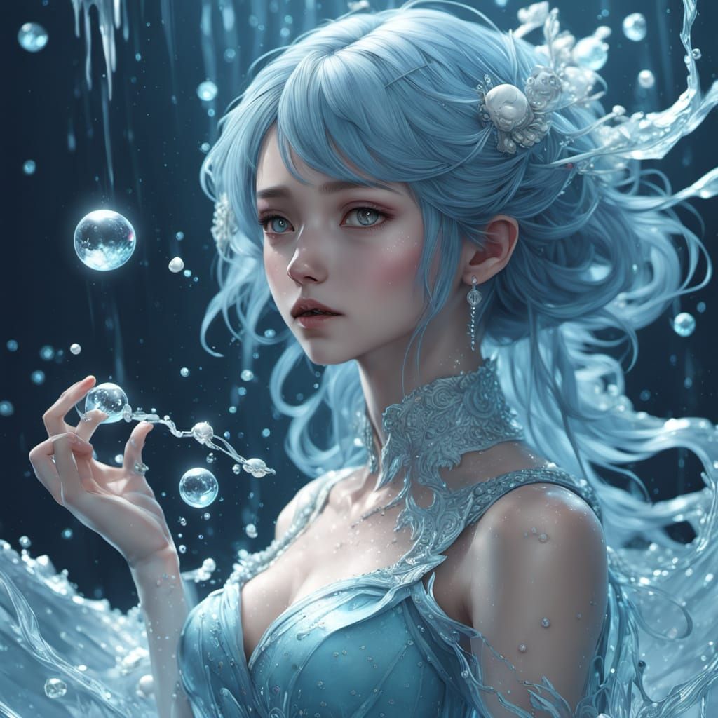 Semi-Translucent Water Elemental Enters Magical Galla