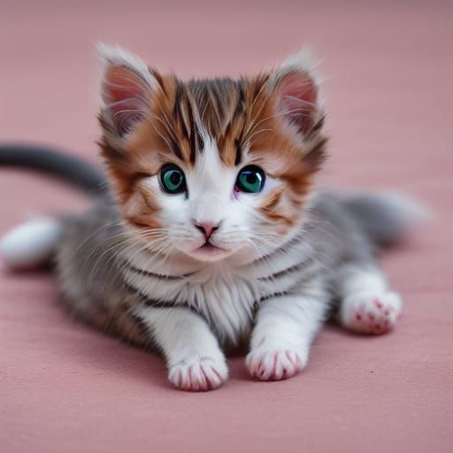 Cute Pink Kitten in Soft Pastel Photography