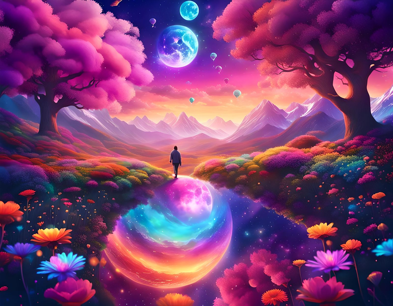 Ethereal Serotonin Landscape Forever Blooms