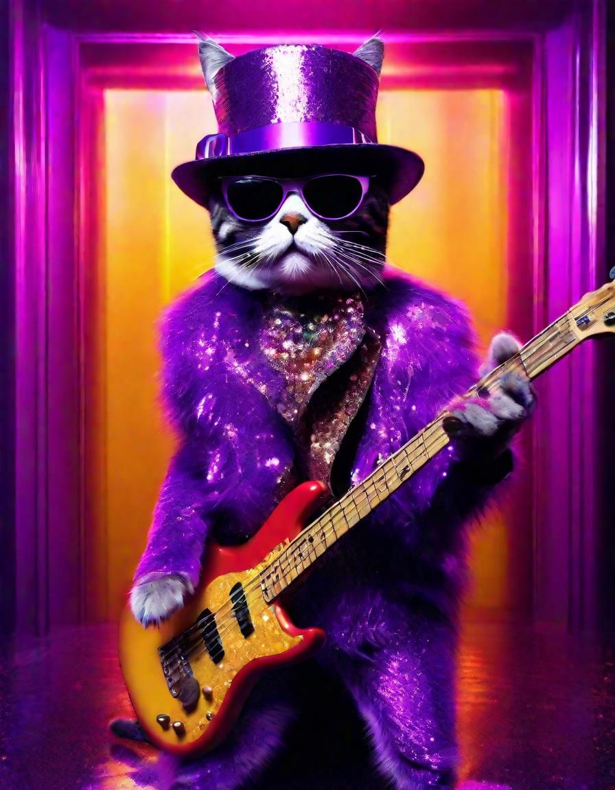 Funky Cat Portrait in Retro Psychedelic Style