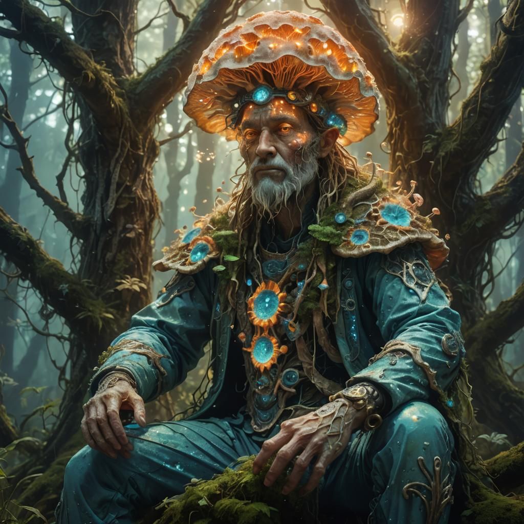 Mystical Fungal Deity Portrait in High-Fantasy Style