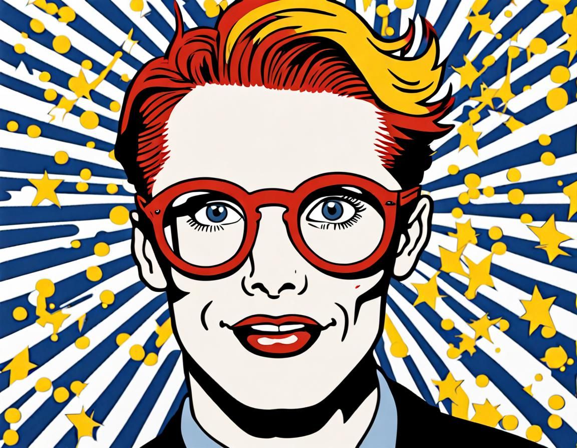 Pop Art Portrait: Red-Haired Man in Lichtenstein Style