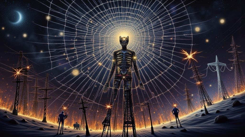 Surreal Electrical Forest in Sky Web