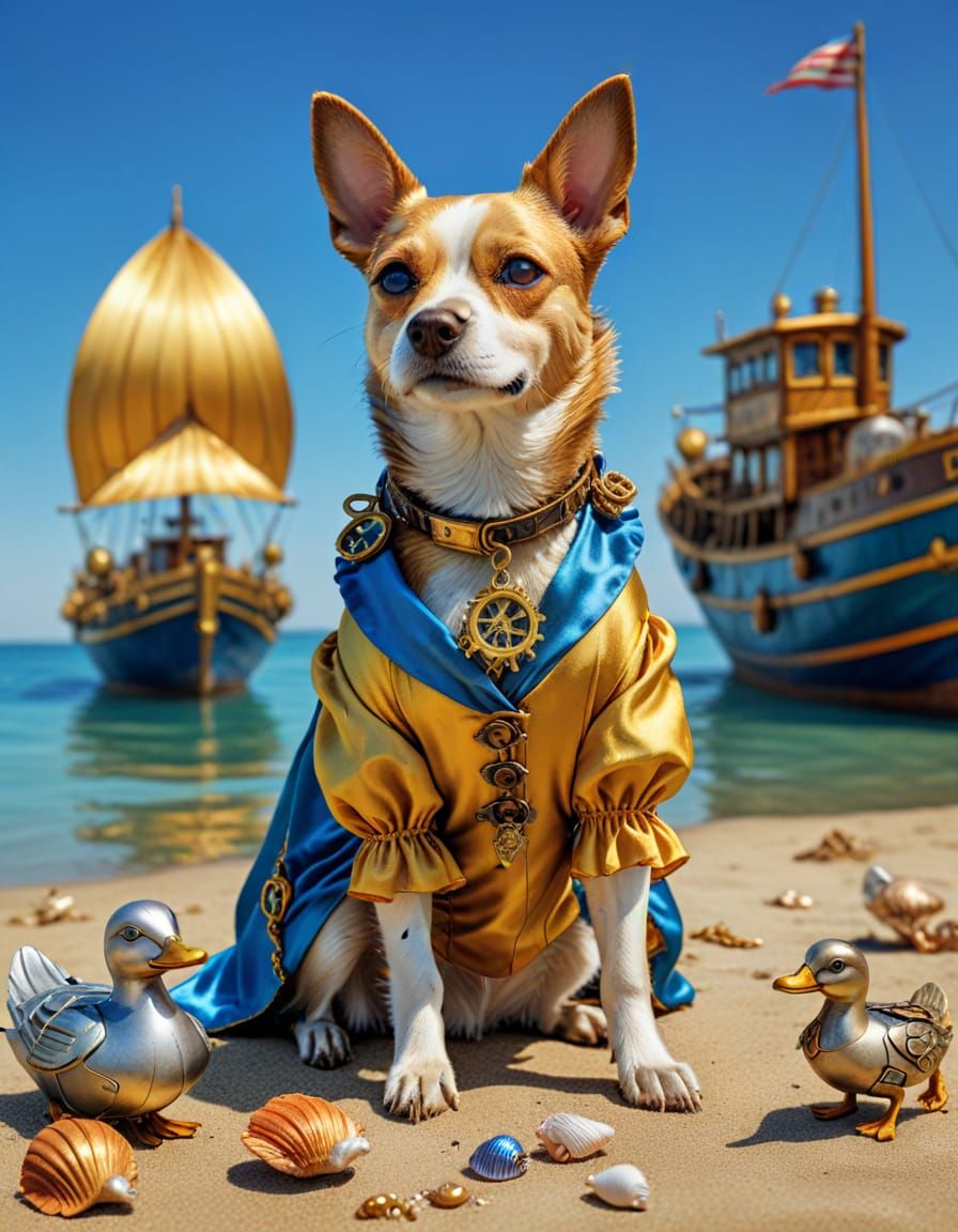 Steampunk Dog's Beach Vacation in 3D