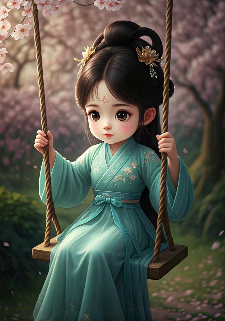 Enchanted Chinese Fairy Swings in Serene Garden