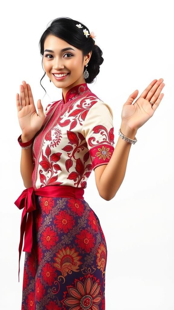 Young Javanese Woman Invites with Warmth and Respect