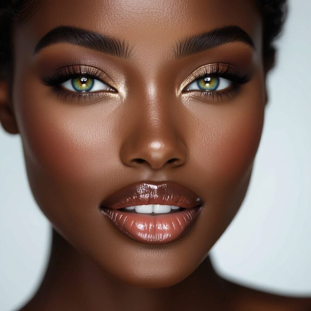 Stunning Dark-Skinned Woman Portrait in Hyperrealism