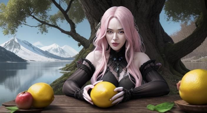 Hyperrealistic Mutant Lemon Fruit Tree Monster Portrait