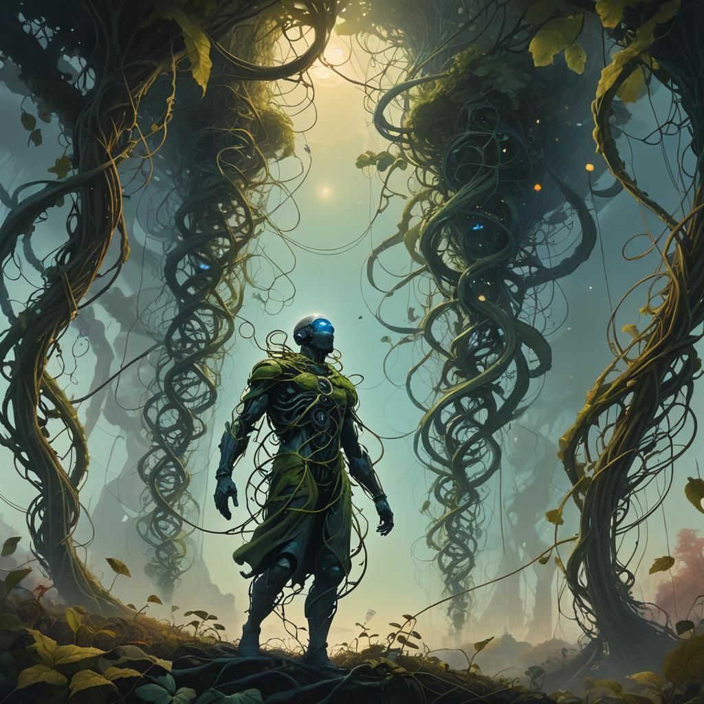 Ethereal DNA Landscape in Sci-Fi Style