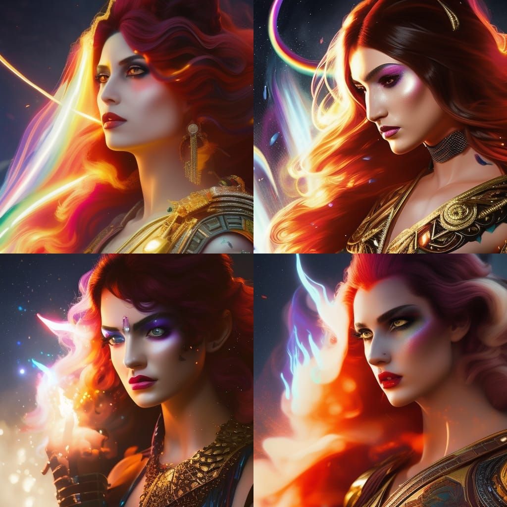 Galaxy Woman Portrait in Art Nouveau Style