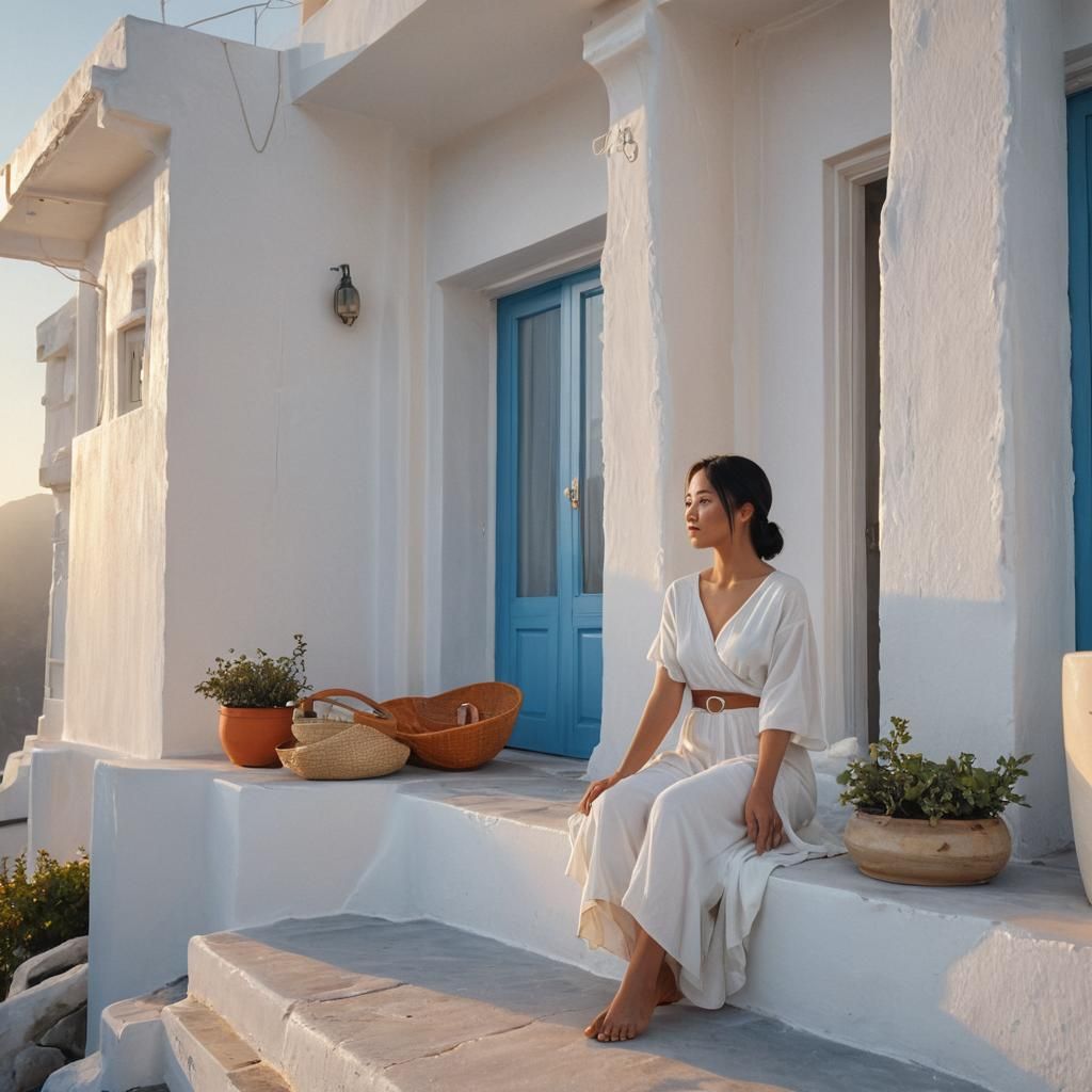 Santorini Cliffside Home: Dreamy Digital Matte Painting