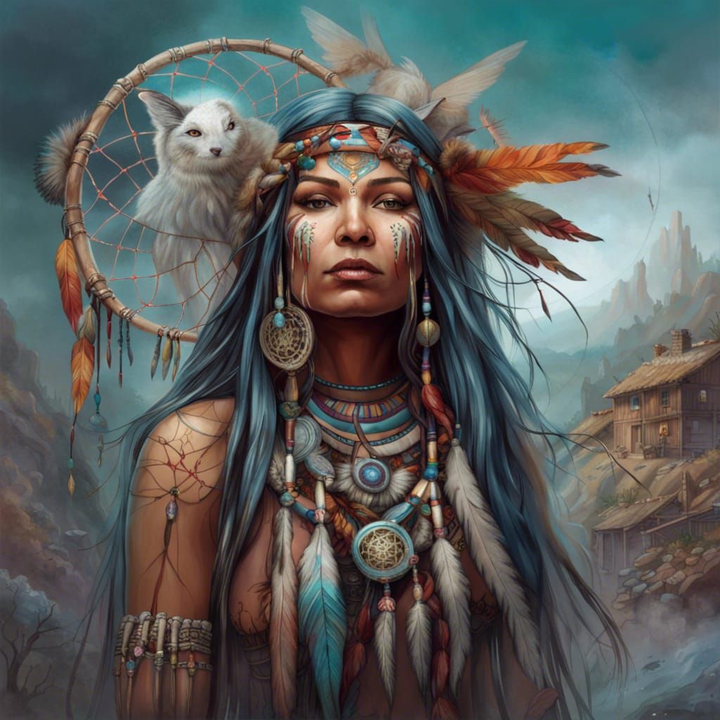 Native American Goddess Capturing Evil Dreams