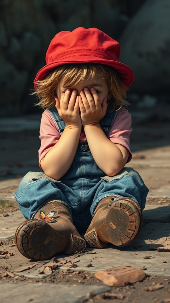 Hyperrealistic Child with Butterfly, Splash Art Style