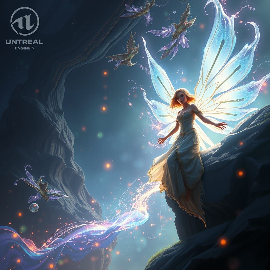 Enchanted Light Fairy in Vibrant Fantasy Realm