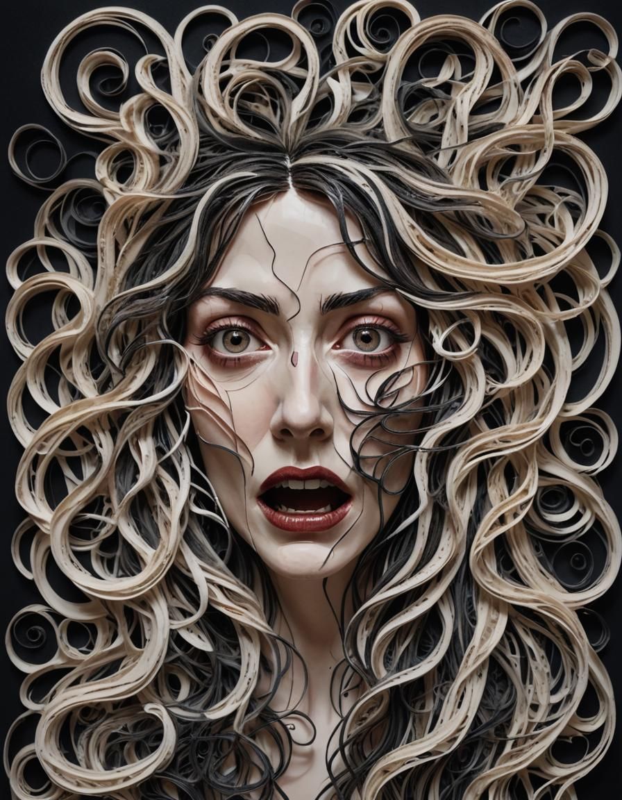 Disintegrating Woman Portrait in Hyperrealistic 3D