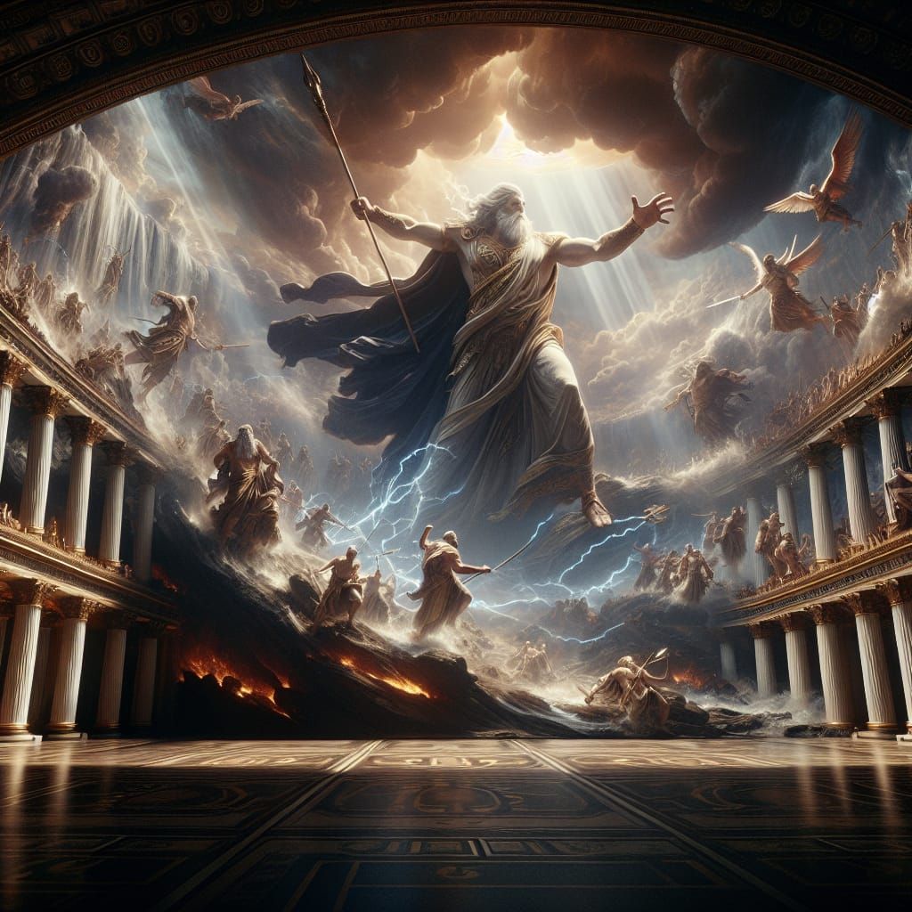 Zeus Imprisons the Titans: An Epic Digital Painting
