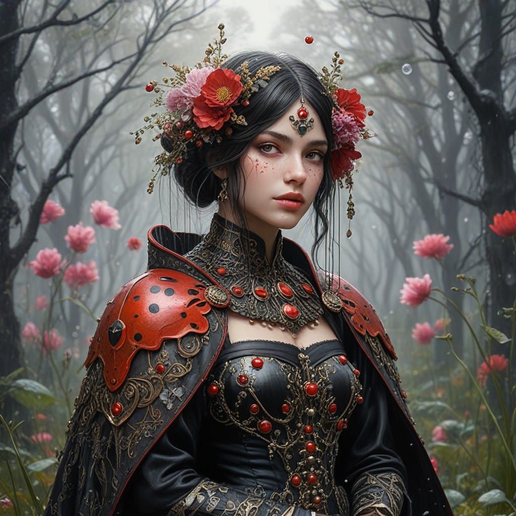 Ethereal, Ink-Drenched Mistress of Whispers in Mixed Media M...