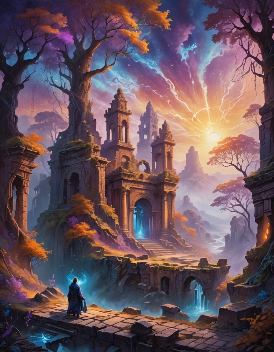 Mystical Being in Fantasy Realm: Oil Painting