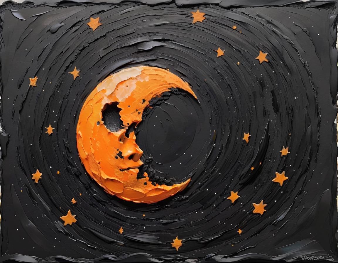 Tangerine Moon with Star Anise in Rough Brushstrokes